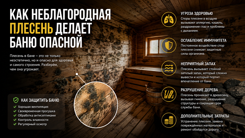 Как неблагородная плесень делает баню опасной