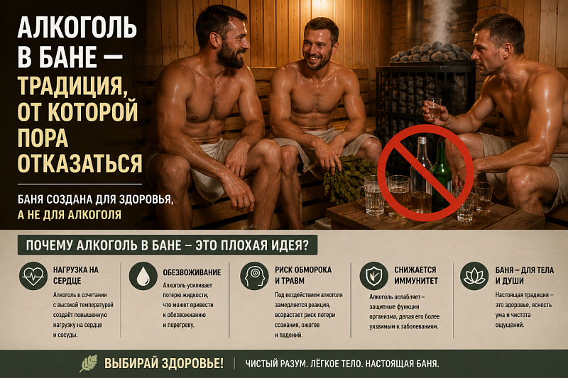 В бане и после бани пить — здоровью вредить! Совместимы ли алкоголь и сауна?